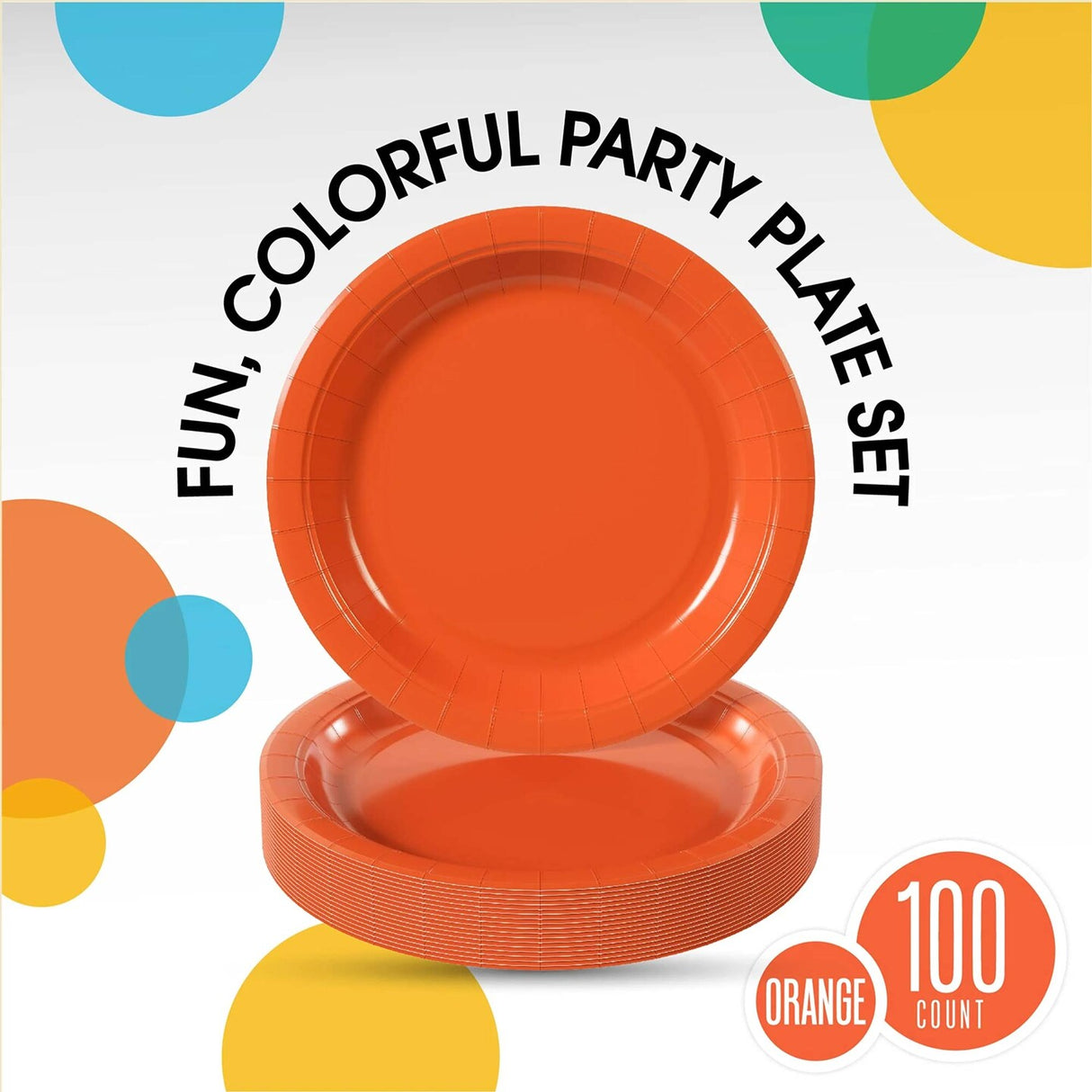 100 Count Orange Paper Plates 7 Inch Durable Disposable Supplies for Parties