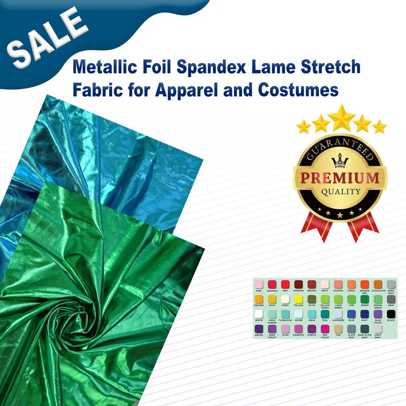 Metallic Foil Spandex Lame Stretch Fabric for Apparel and Costumes