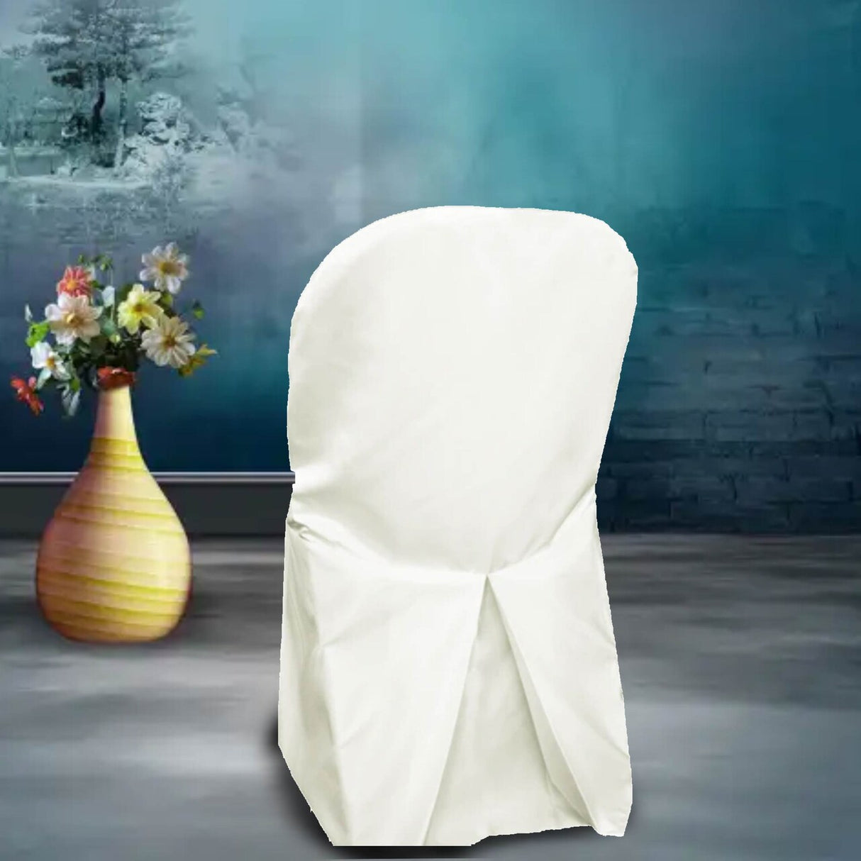 1 Piece Ivory Lamour Satin Chair Cover for Luxurious Folding Seating