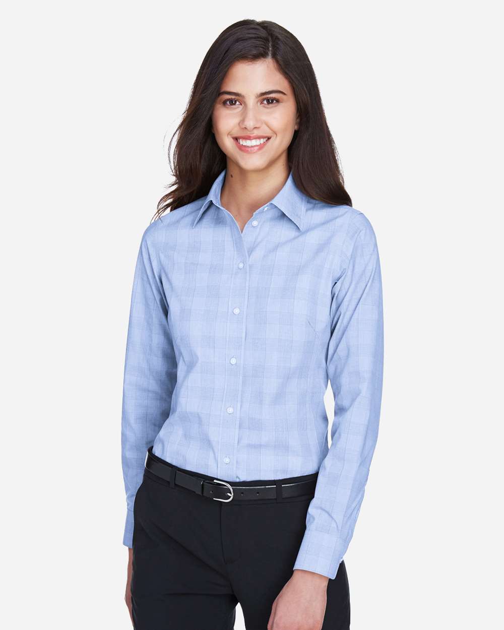 Devon & Jones® Women’s Glen Plaid Woven Dress Shirt Non-Iron Performance with Flattering Tailored Fit
