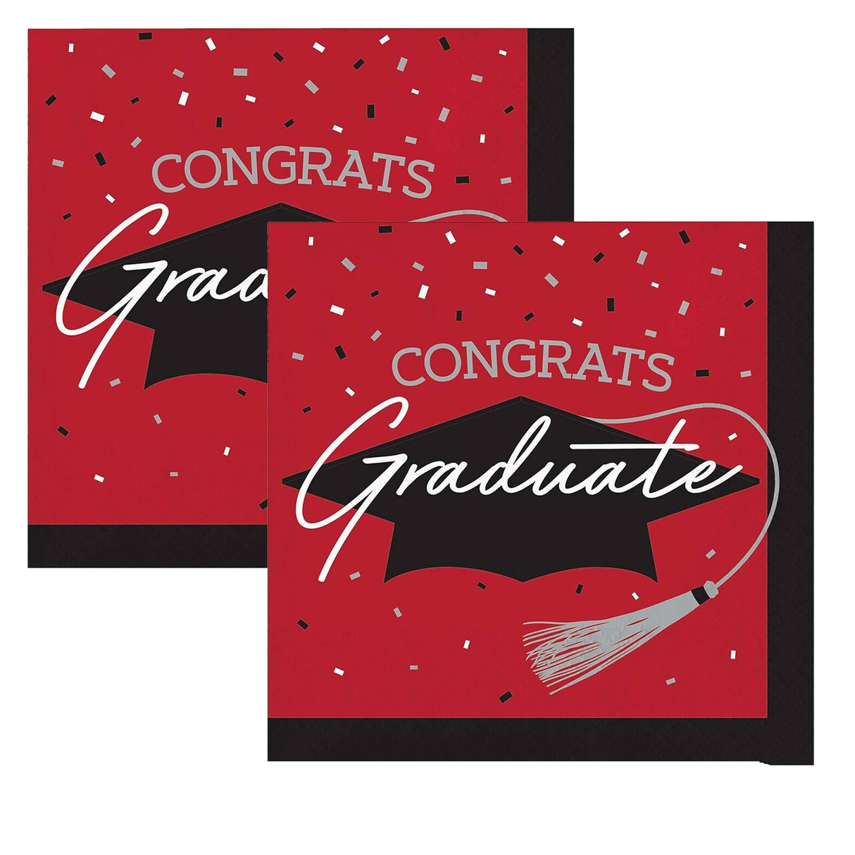 Creative Converting School Spirit Red Graduation Beverage Napkins – 108ct