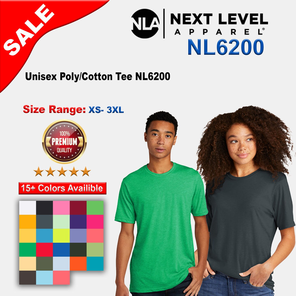 Next Level® Unisex Poly/Cotton Crewneck Short Sleeve T-Shirt