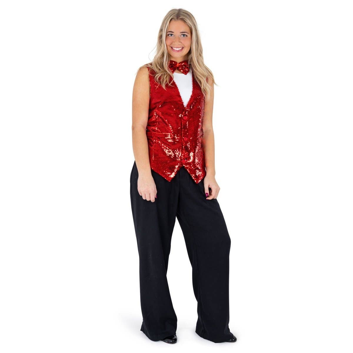 Adult Sequined Vest & Bow Tie Costume