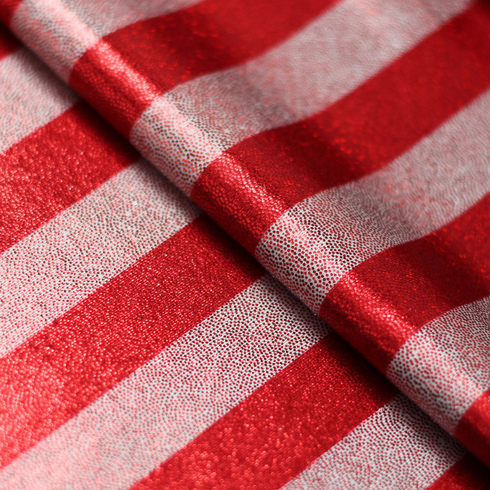 Freedom Star And Stripe Foil Polyester Spandex Fabric - Red, White, And Blue Patriotic Stars And Stripes, 58-60" Width (1 Yard)
