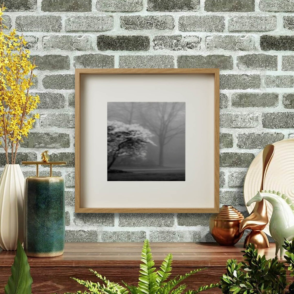 19¾x19¾" Oak Effect Frame with Mount – Deep Frame, No-Nail Hanging, Gallery Ready