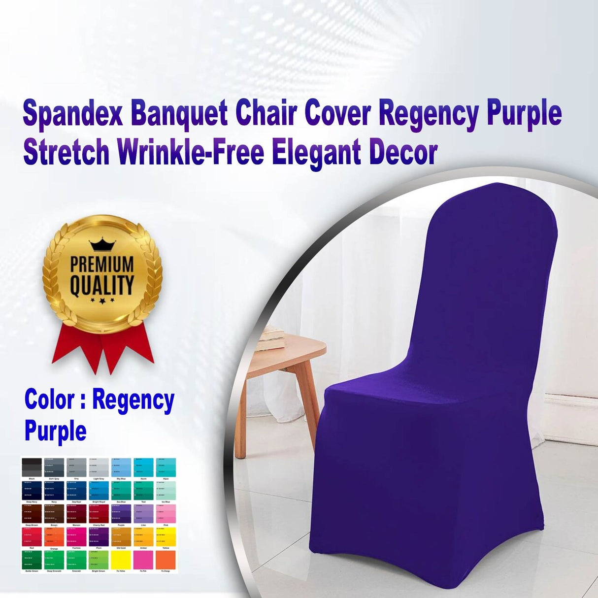 1 Piece Spandex Banquet Chair Cover Regency Purple Stretch Wrinkle Free Elegant Decor