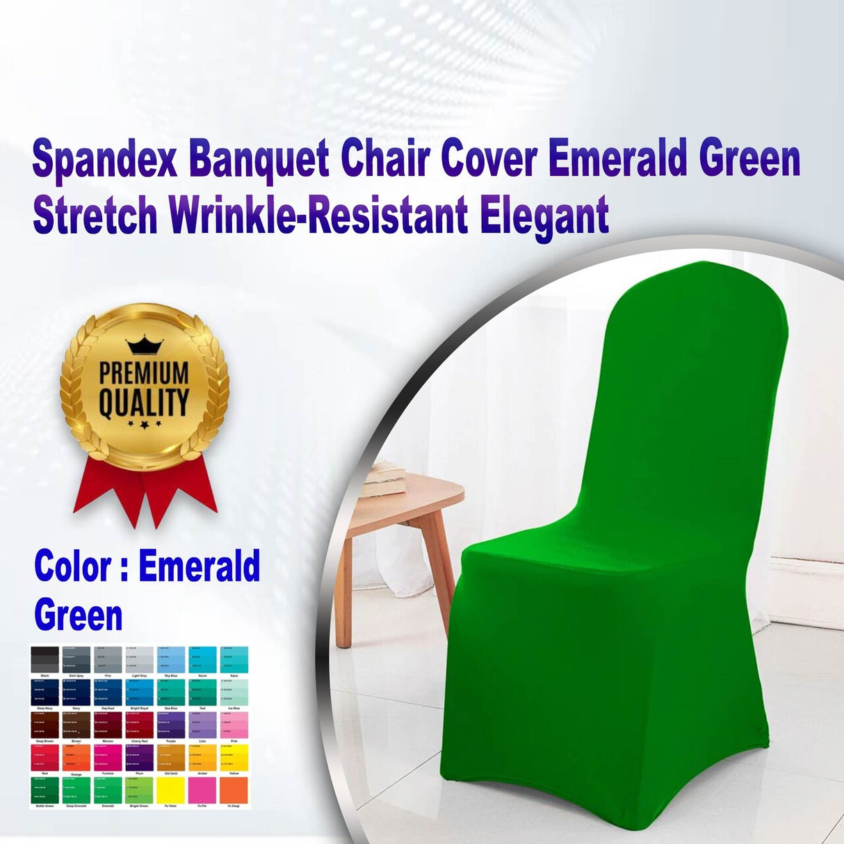 1 Piece Spandex Banquet Chair Cover Emerald Green Stretch Wrinkle Resistant Elegant