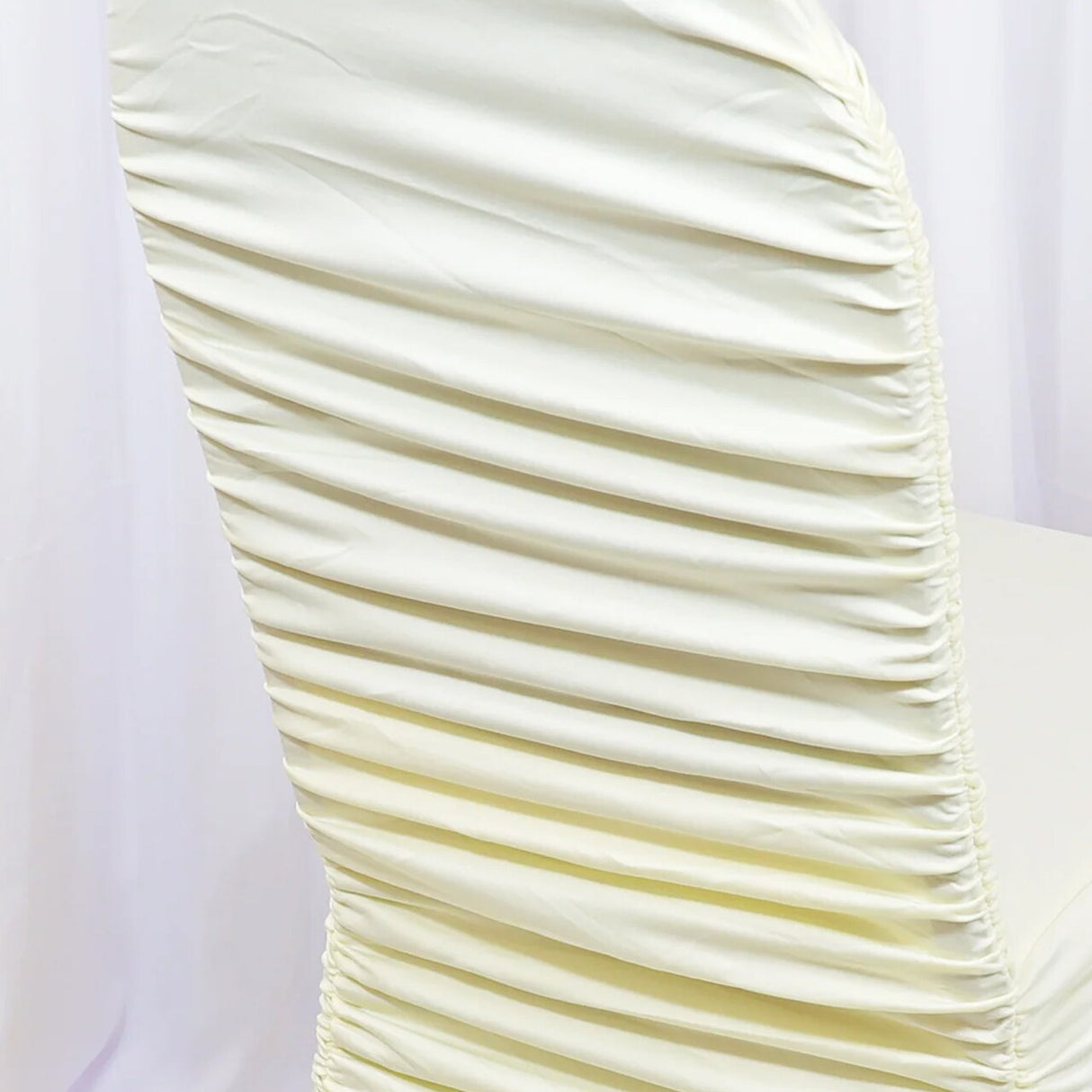 1 Piece Ivory Rouge Chair Cover, Elegant Ruffled Spandex Banquet Chair Wrap