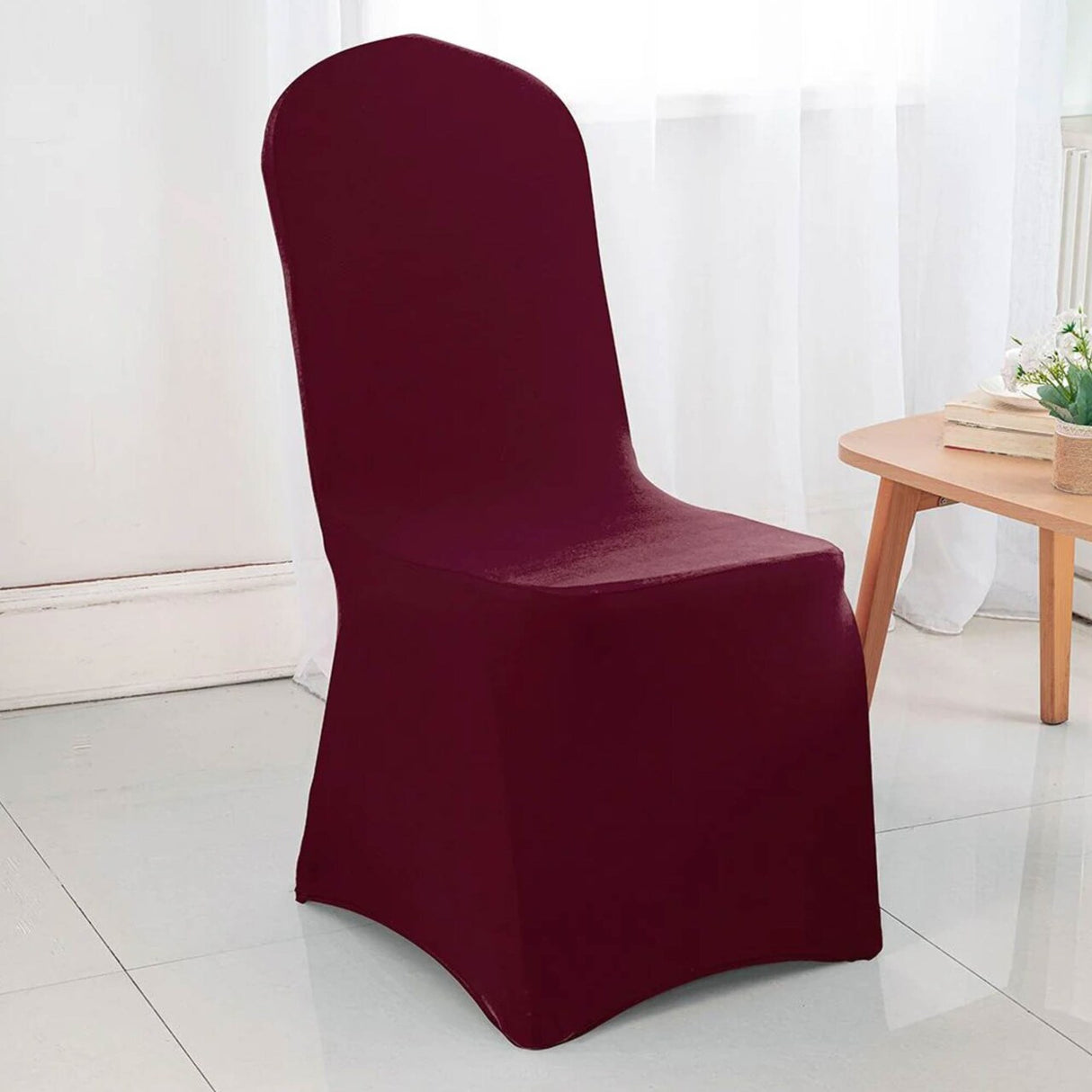 1 Piece Spandex Banquet Chair Cover Burgundy Stretch Wrinkle Resistant Event Decoration
