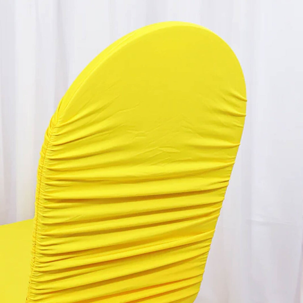 1 Piece Canary Yellow Ruffle Chair Cover, Rouge Spandex for Banquet Chairs