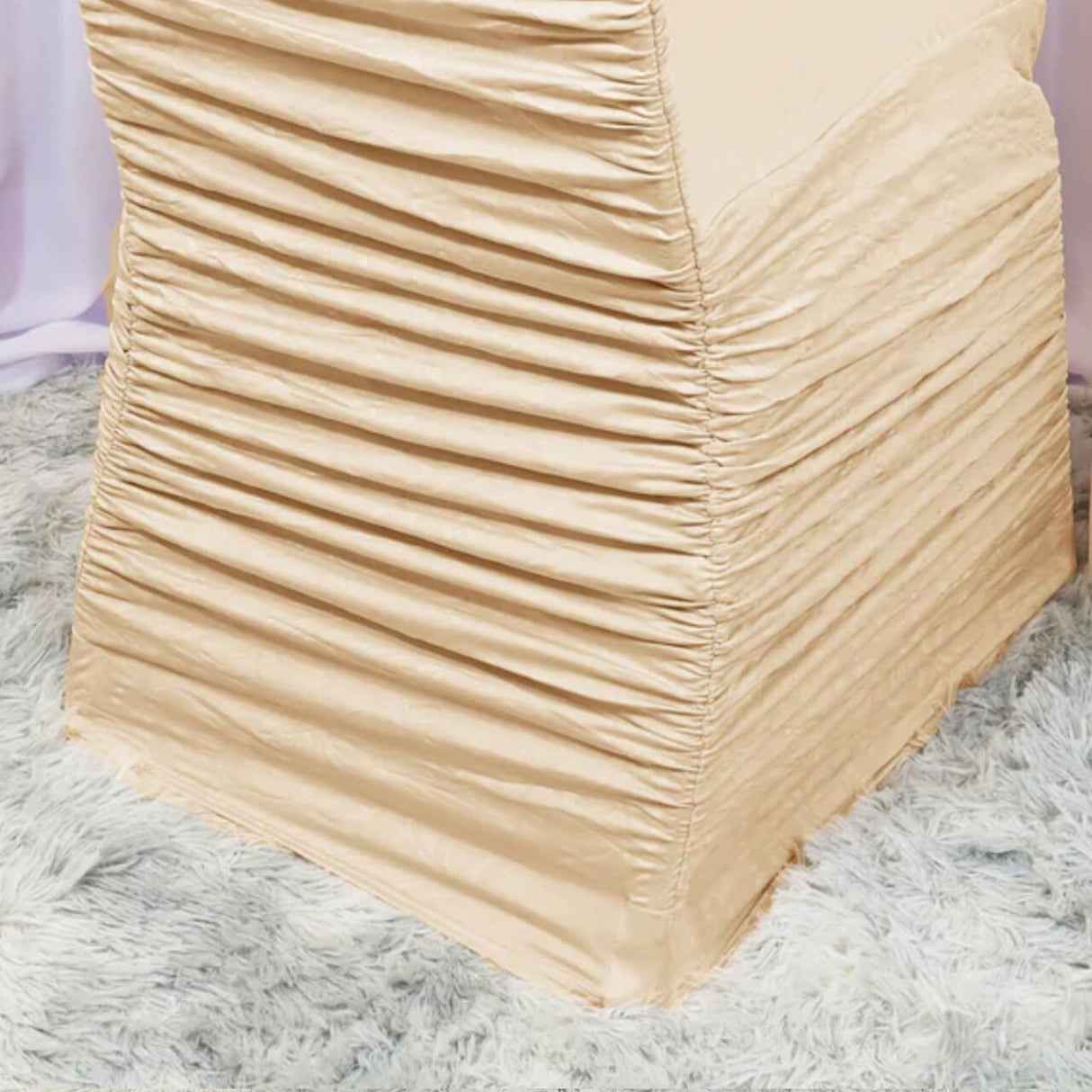 1 Piece Heritage Rouge Embossed Spandex Chair Seat Cover Champagne