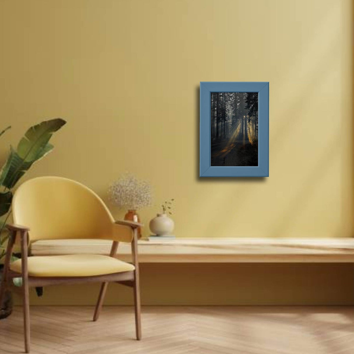 4x6" Dark Gray-Blue Frame – Hang or Stand, Horizontal/Vertical, No-Nail Hanging