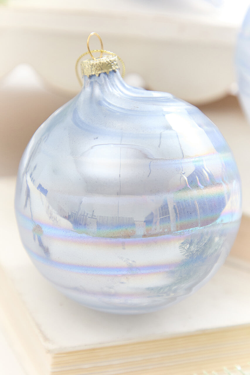 4" - 7" Light Blue Iridescent Glass Ornament