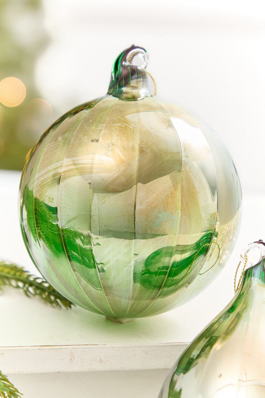 4" - 7" Brushed Copper & Reflective Blown Glass Ornament