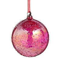 4" Iridescent Red Glass Ball Ornament