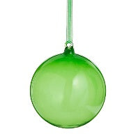 4" Sheer Green Glass Ball Ornament