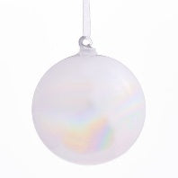 4" Iridescent White Glass Ball Ornament