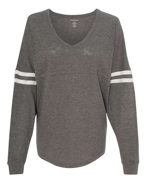 Women's Slub Jersey Varsitee V-Neck Long Sleeve T-Shirt