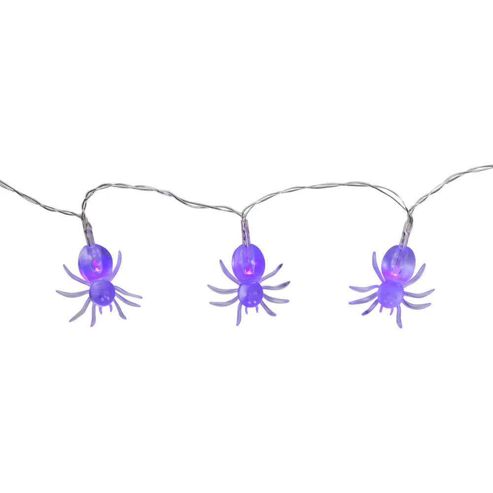 10 LED String Light Spider – Battery Operated, White/Purple