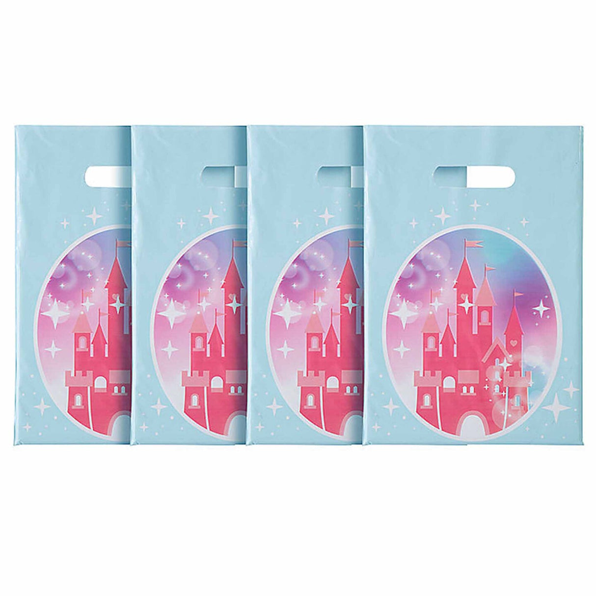 8 1/2" x 12" Pink Princess Party Castle Plastic Treat Bags - 12 Pc.