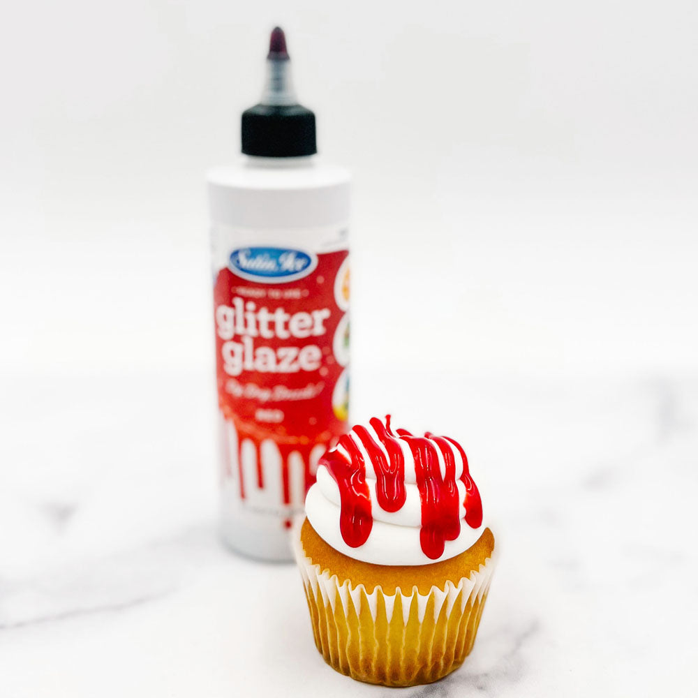 Satin Ice Red Glitter Glaze, 10 oz.