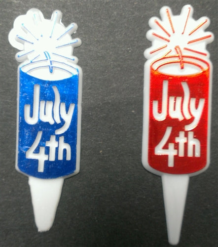3" Firecracker 4th Of July Cupcake Picks - 6 Pack