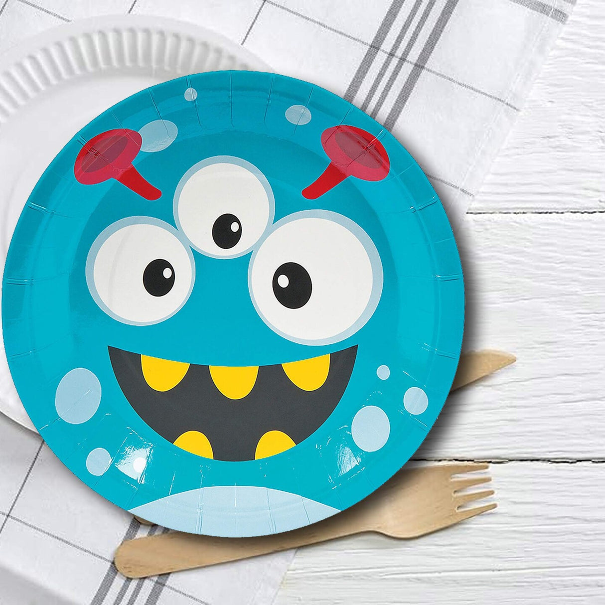 8 Count Mini Monster Party Paper Dinner Plates 9 Inch for Kids Birthday