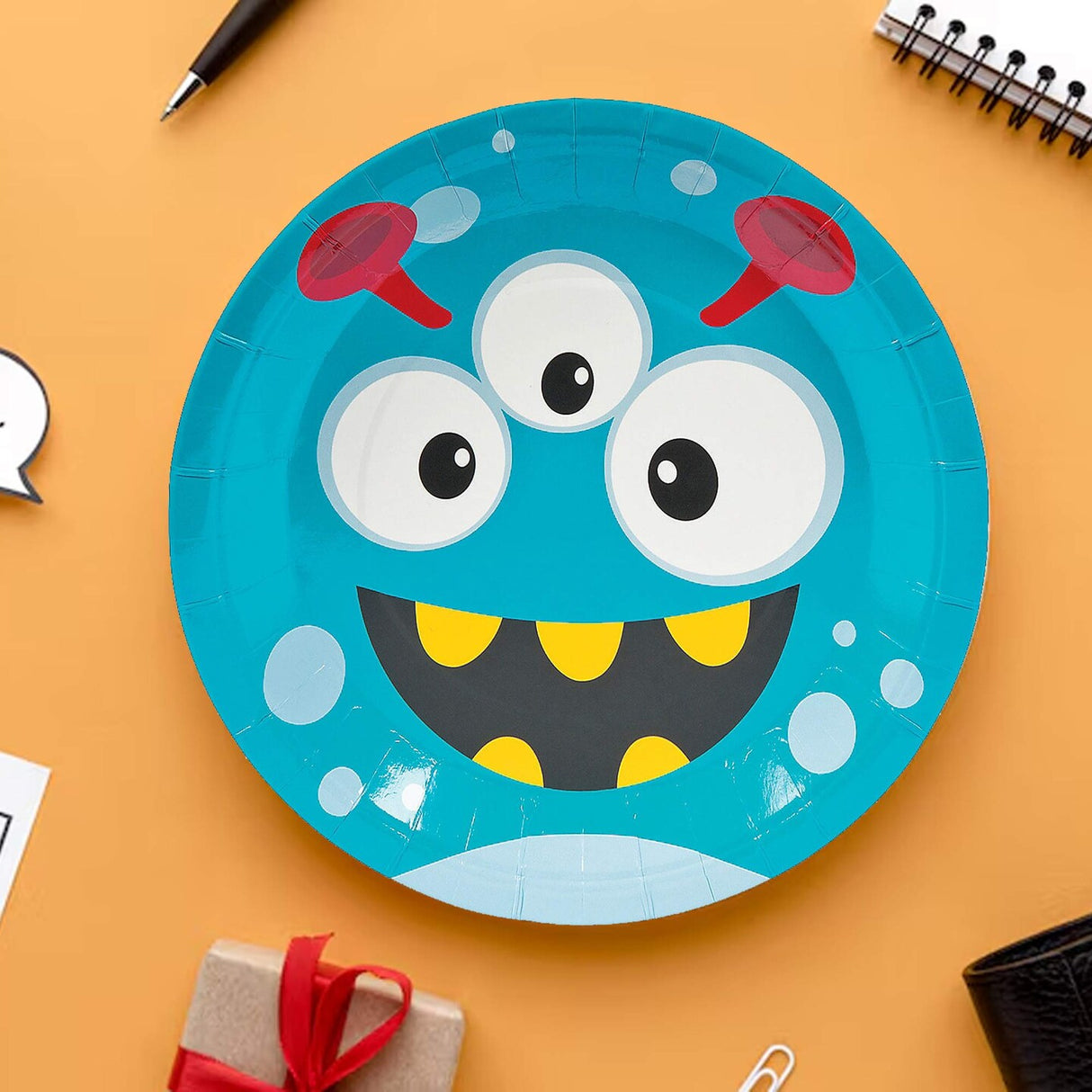 8 Count Mini Monster Party Paper Dinner Plates 9 Inch for Kids Birthday