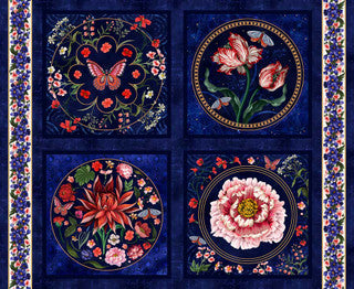 Cotton Print Pillow Blocks 36" Navy Cameo Appearance