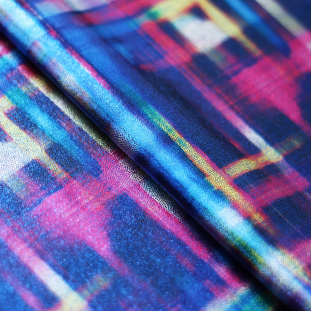 Optic Plaid Polyester Spandex Fabric - Blue And Multi Plaid, 58/60" Width (1 Yard)
