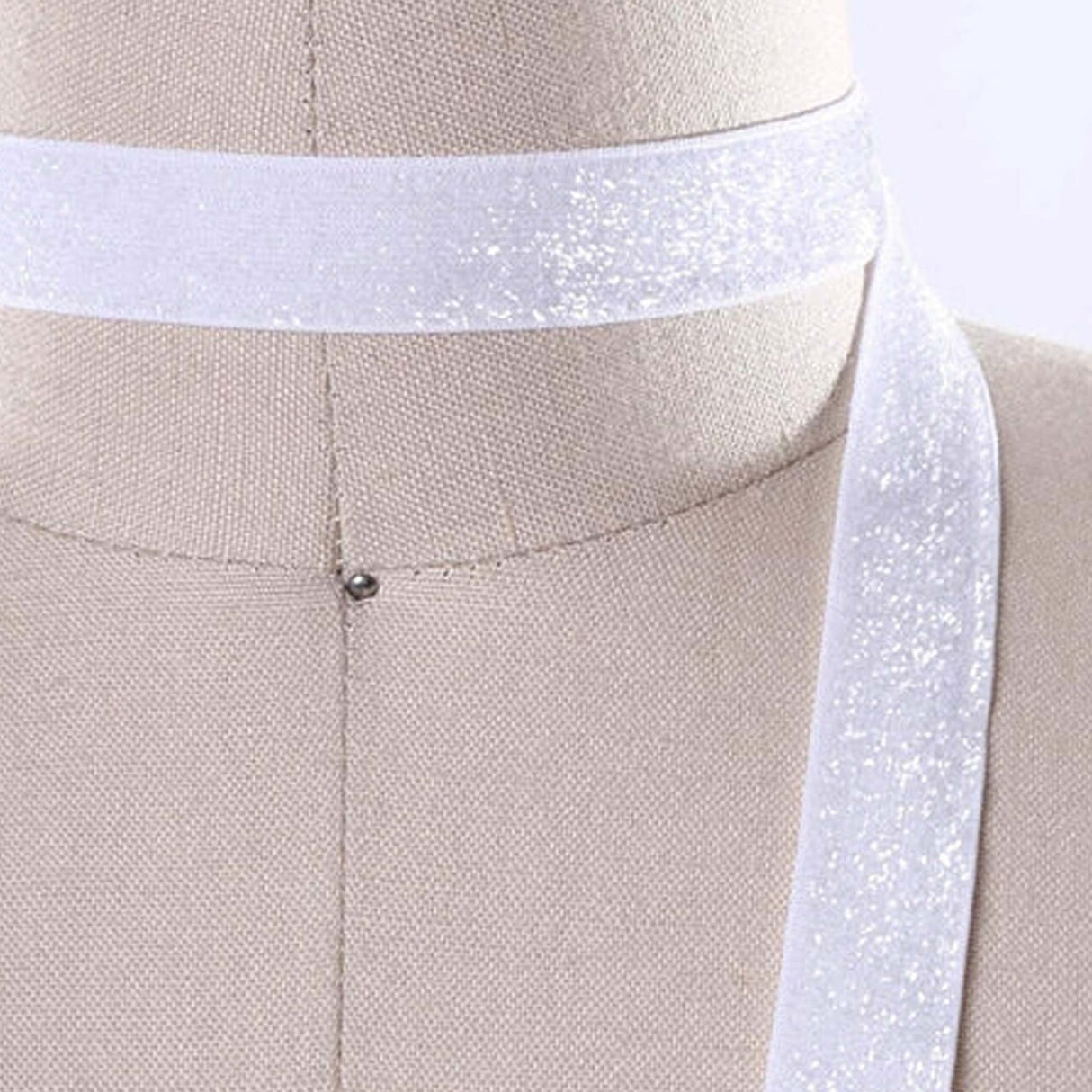 5/8" 2 Yards Optic White Glitter Elastic Trim Sparkly Stretch Elastic for Hair Accessories DIY Sewing