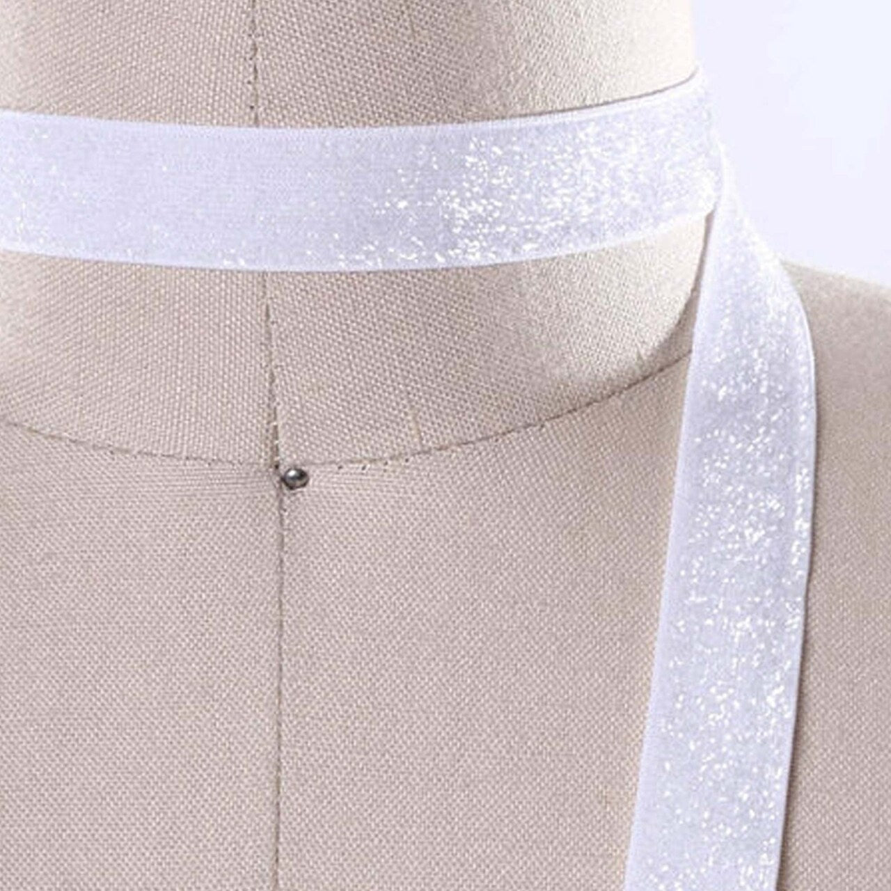 5/8" 2 Yards Optic White Glitter Elastic Trim Sparkly Stretch Elastic for Hair Accessories DIY Sewing