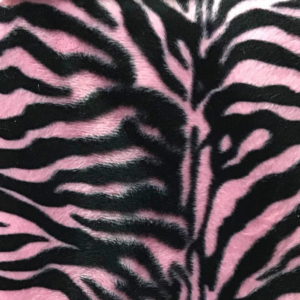 Zebra Pink Small Stripe Velboa Fur Zebra Animal Short Pile Fabric,