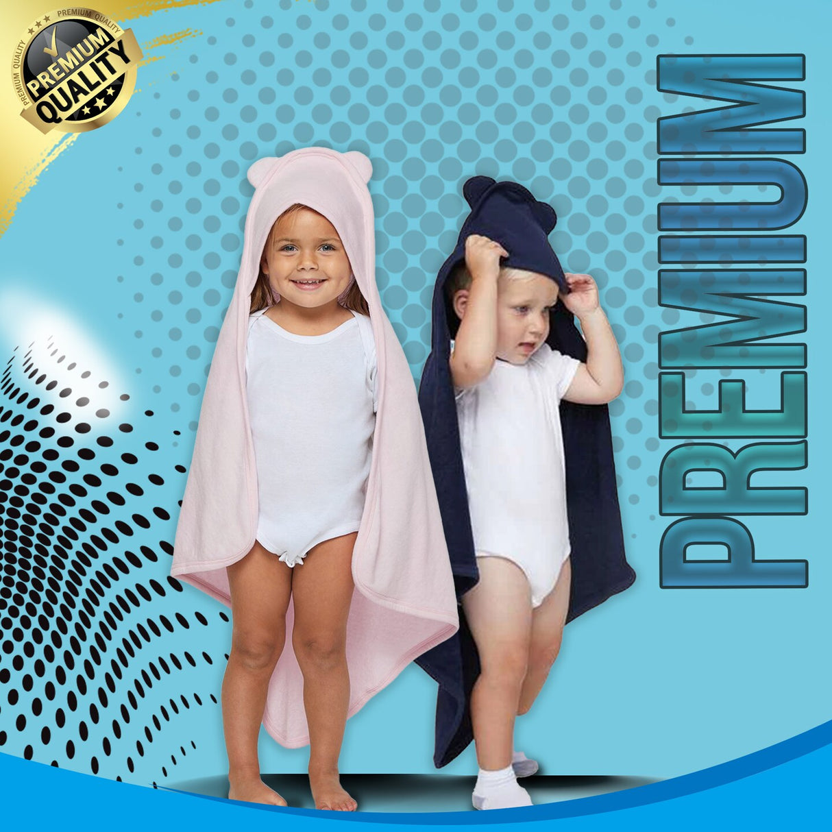 RADYAN® Terry Cloth Hooded Towel with Ears Soft Baby Bath Towel