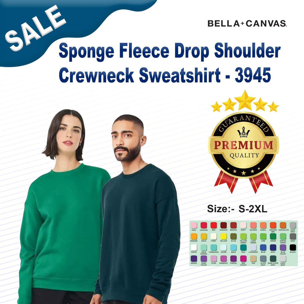 BELLA + CANVAS® Sponge Fleece Drop Shoulder Crewneck Long Sleeve Sweatshirt
