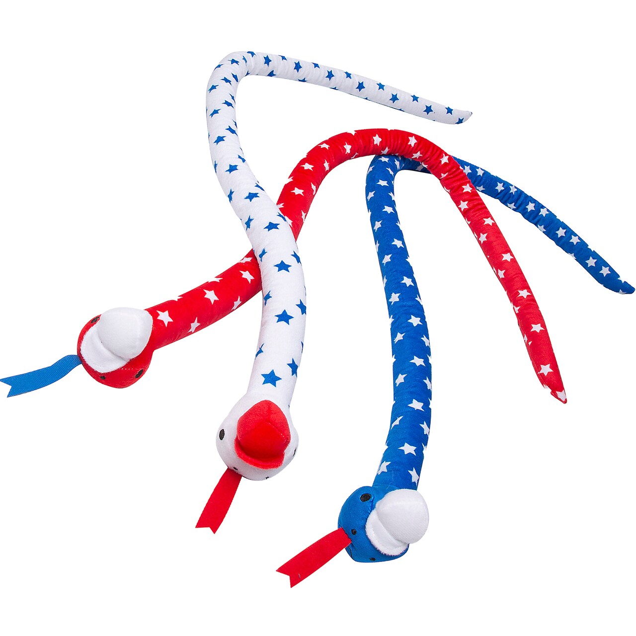45" Patriotic Red, White & Blue Star Stuffed Snakes 12 Pieces