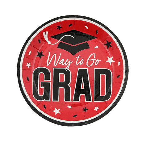 7 1/4" Purple "Way to Go Grad" Disposable Paper Dessert Plates 25 Count