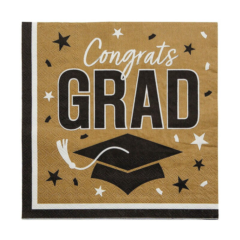 6 1/2" Bulk 50 Count Congrats Grad Party Paper Luncheon Napkins