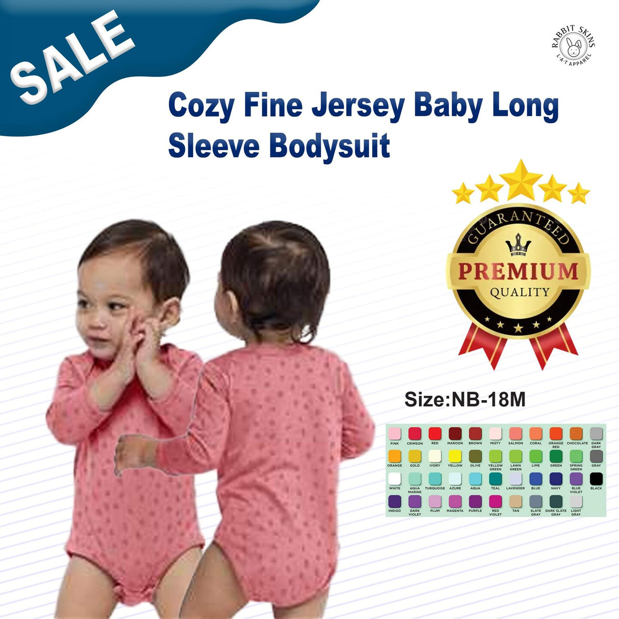 RADYAN® Cozy Fine Jersey Baby Long Sleeve Bodysuit