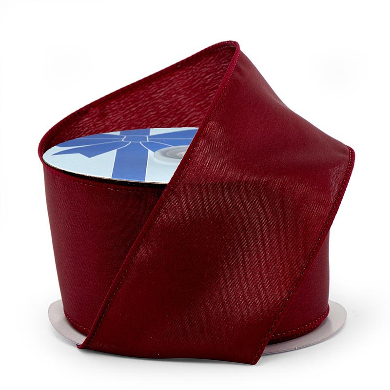 Cast-Over Wired Satin Ribbon - Wine - 6.5" x 29 Yards - 5 Rolls