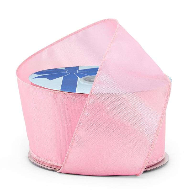 Cast-Over Wired Satin Ribbon - Pink - 7.5" x 30 Yards - 6 Rolls