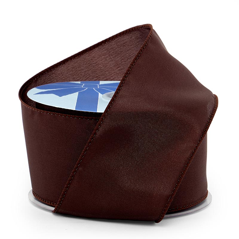 Cast-Over Wired Satin Ribbon - Seal Brown - 10.5" x 33 Yards - 9 Rolls