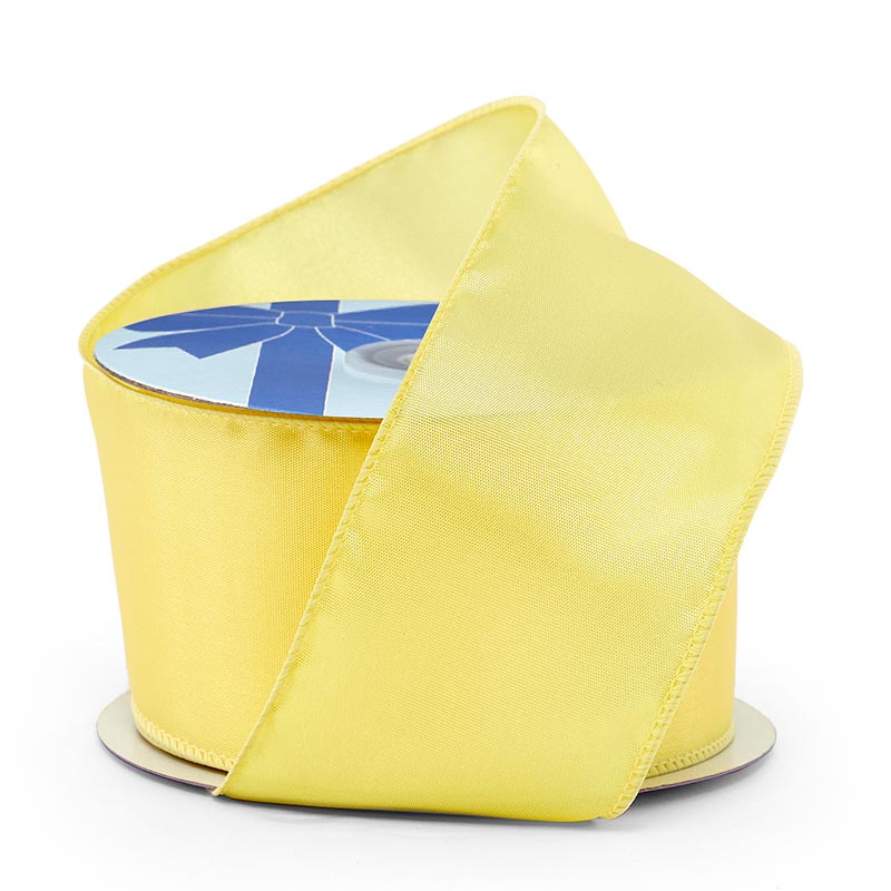 Cast-Over Wired Satin Ribbon – Yellow, 5 1/2'' x 29 yd (5 Rolls)