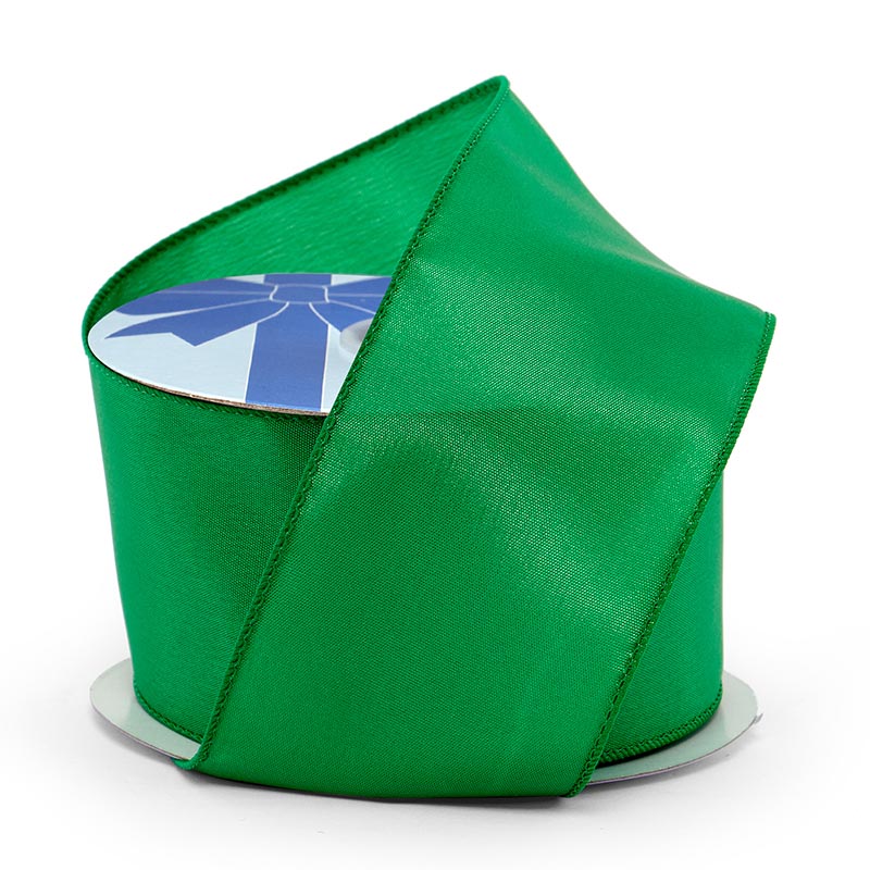 Cast-Over Wired Satin Ribbon – Emerald, 8 1/2'' x 32 yd (8 Rolls)