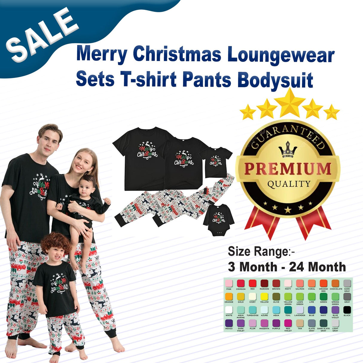 Merry Christmas Loungewear Sets T-shirt Pants Bodysuit