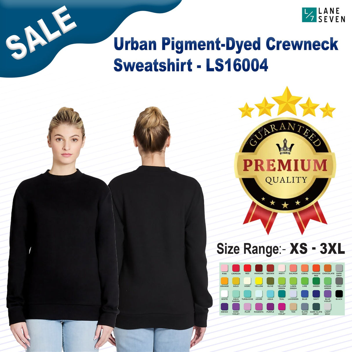 Lane Seven® Urban Pigment-Dyed Crewneck Sweatshirt