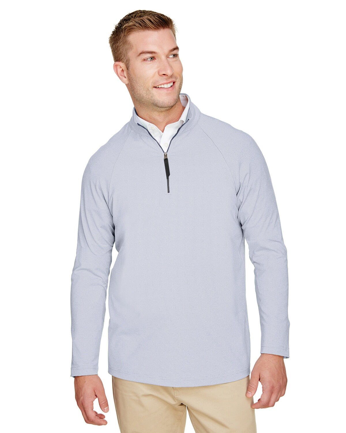 Devon & Jones® CrownLux Performance Men's Clubhouse Micro-Stripe Quarter-Zip