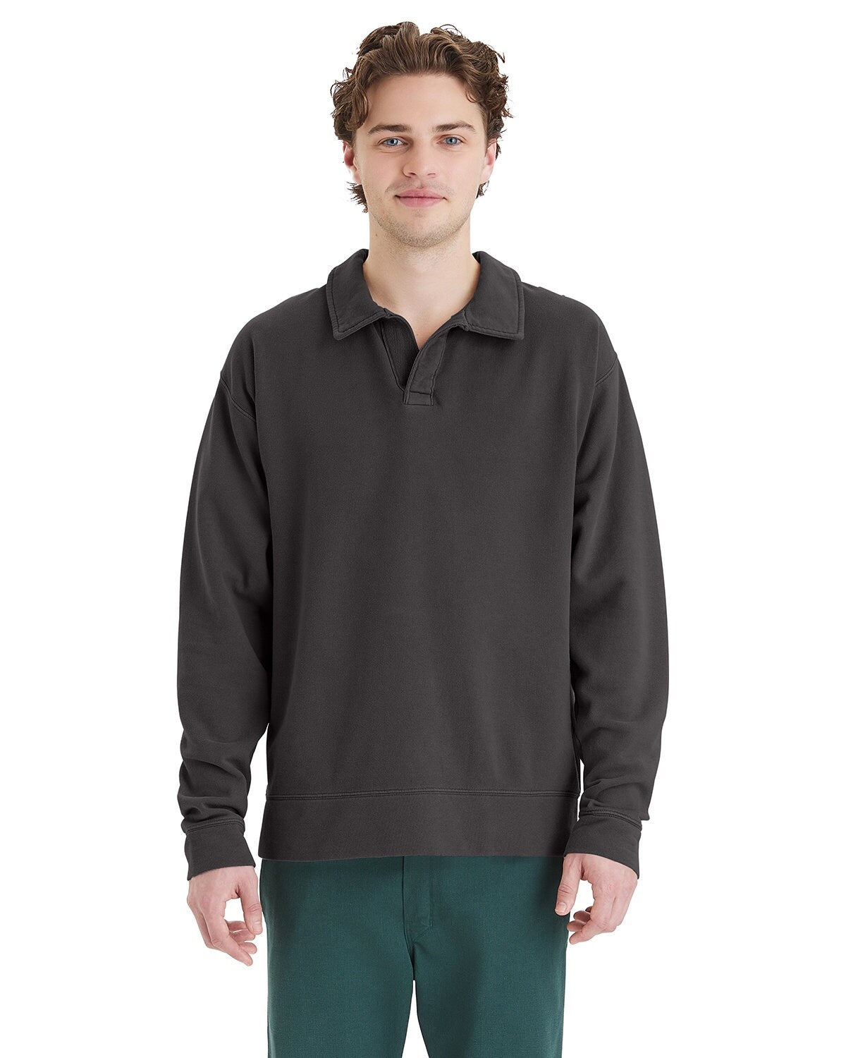 ComfortWash by Hanes® Garment Dye Polo Collar Sweatshirt - GDH490