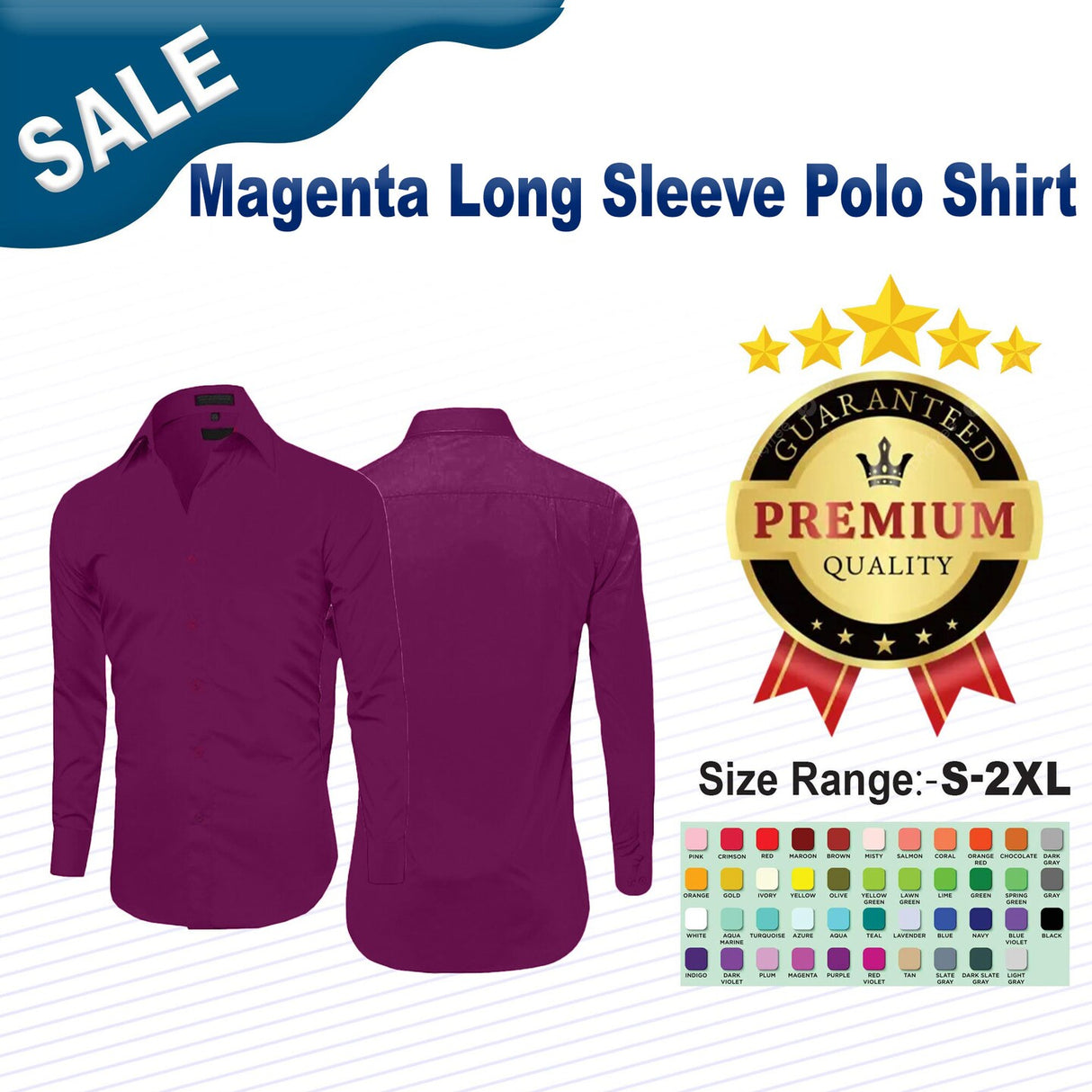Magenta Long Sleeve Polo Shirt