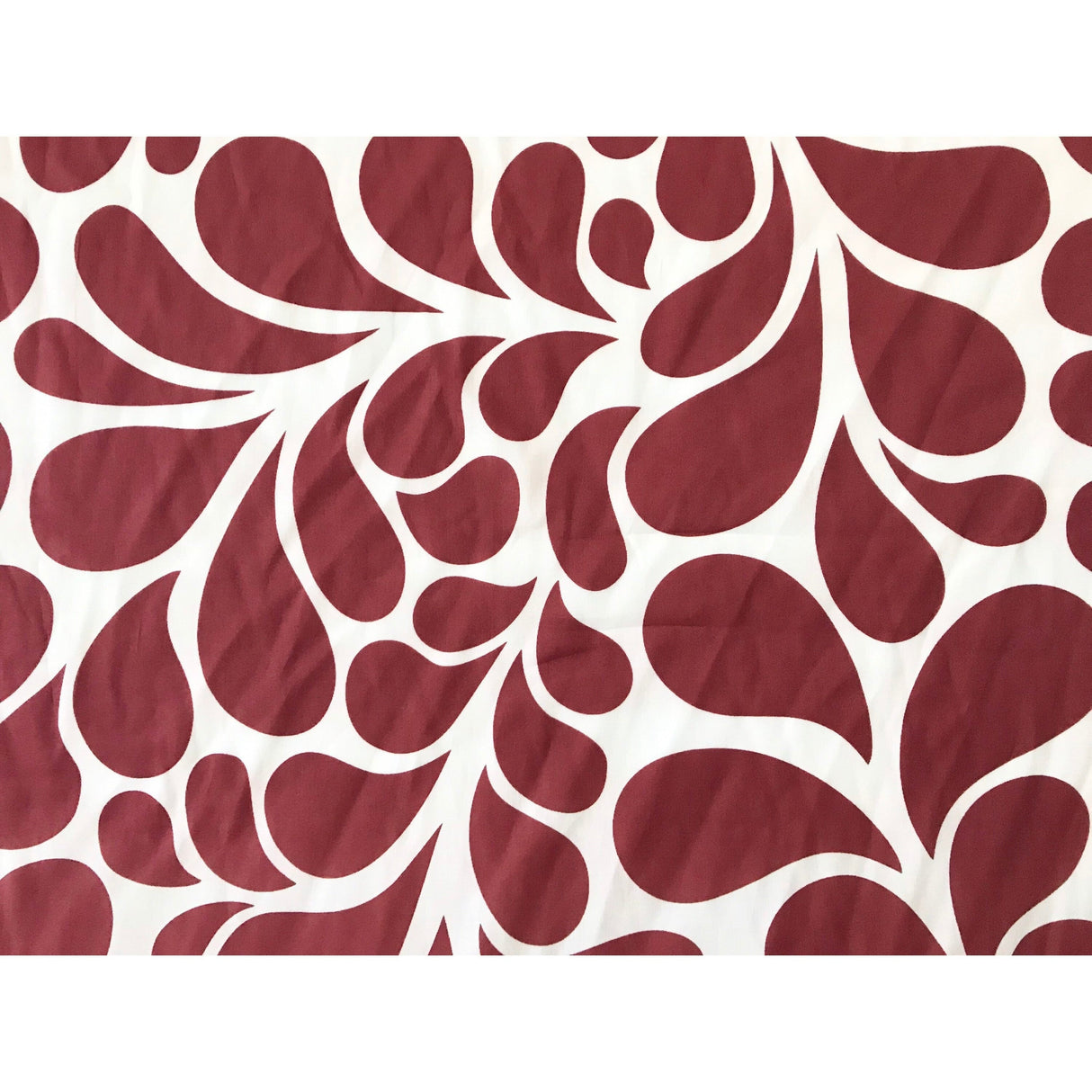 African Print Stretch Cotton Satin Fabric - Rusty Red, White Mimi, 58" Width (1 Yard)